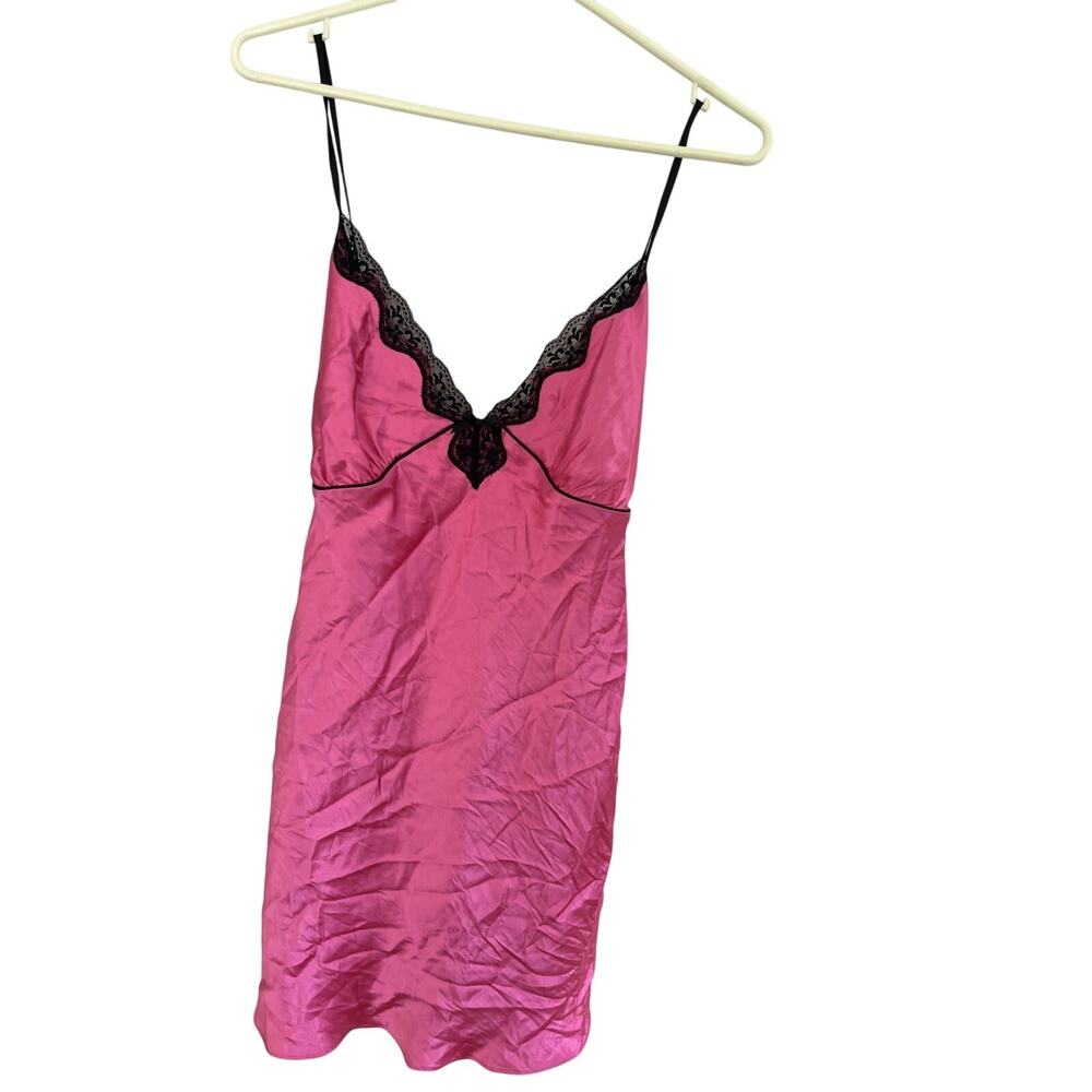 Linea Donatella Womens Slip Dress XL Satin Pink Babydoll Chemise Glam Whimsigoth
